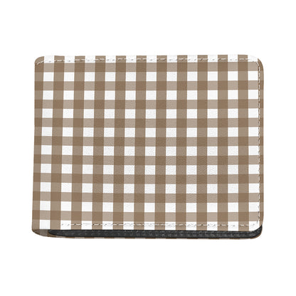 Brown And White Check Pattern Print Bifold Wallet