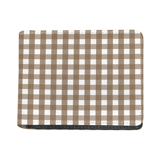 Brown And White Check Pattern Print Bifold Wallet