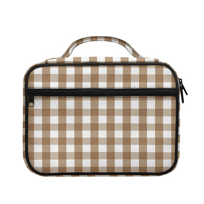 Brown And White Check Pattern Print Briefcase Bible Bag