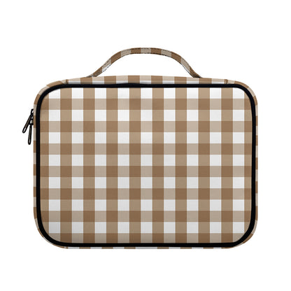 Brown And White Check Pattern Print Briefcase Bible Bag