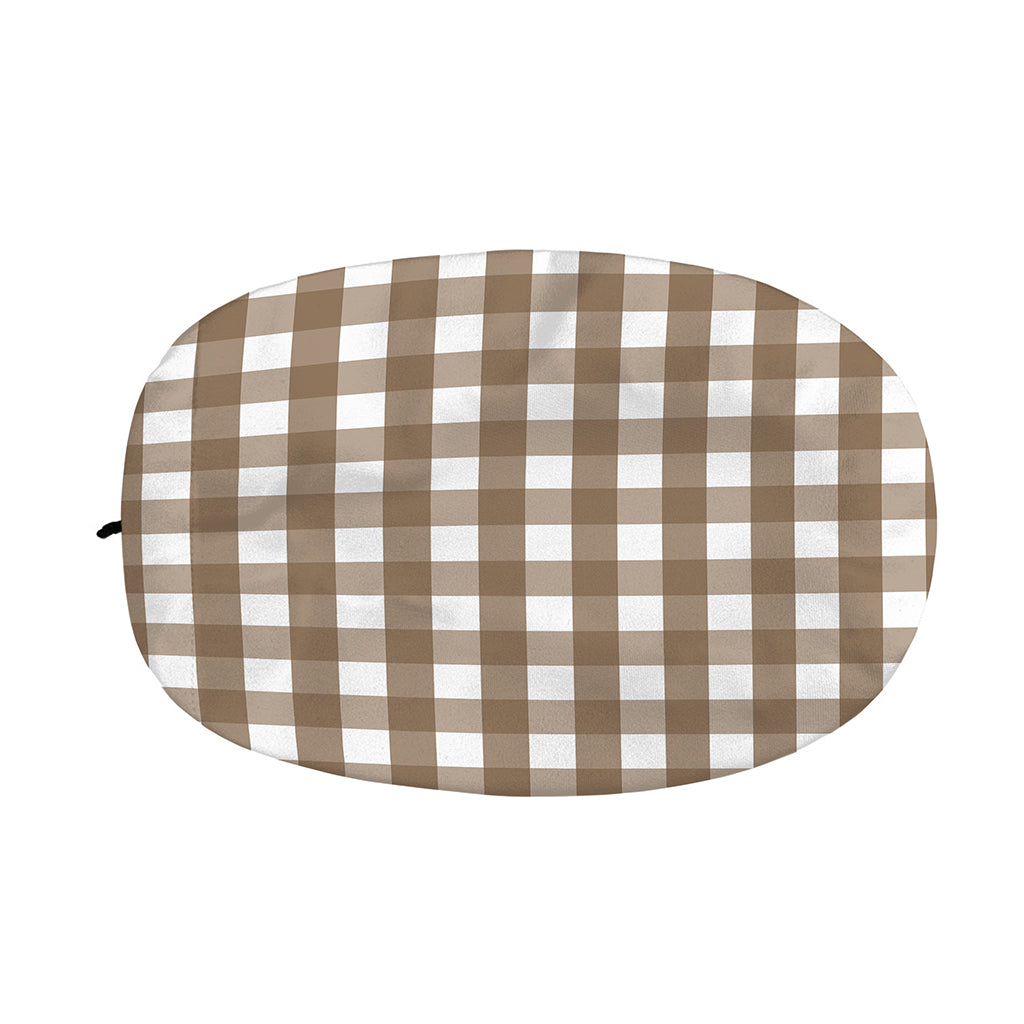 Brown And White Check Pattern Print Car Side Mirror Covers