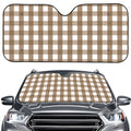 Brown And White Check Pattern Print Car Windshield Sun Shade