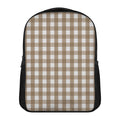 Brown And White Check Pattern Print Casual Backpack