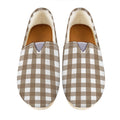 Brown And White Check Pattern Print Casual Shoes