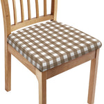 Brown And White Check Pattern Print Chair Cushion Cover
