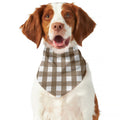 Brown And White Check Pattern Print Dog Bandana