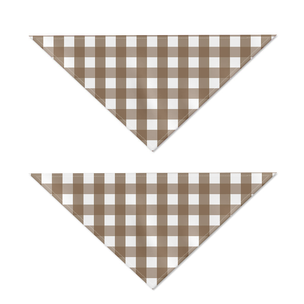 Brown And White Check Pattern Print Dog Bandana