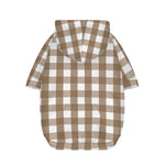 Brown And White Check Pattern Print Dog Zip Up Hoodie