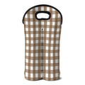 Brown And White Check Pattern Print Double Neoprene Wine Tote