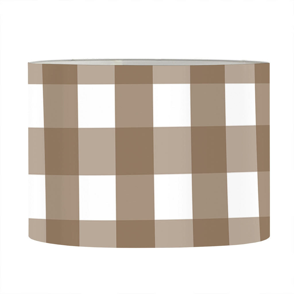 Brown And White Check Pattern Print Drum Lamp Shade