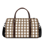 Brown And White Check Pattern Print Duffle Bag