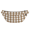 Brown And White Check Pattern Print Fanny Pack