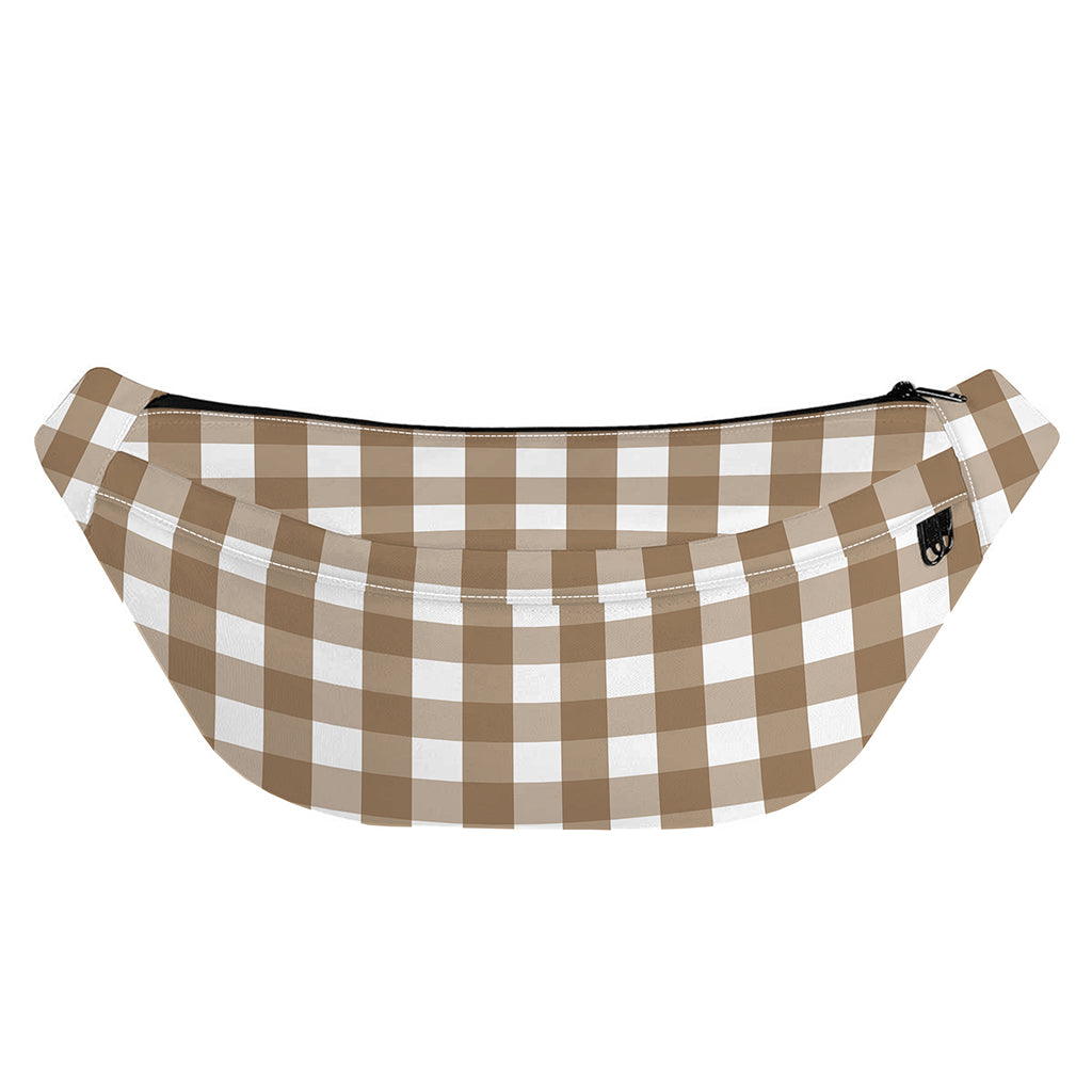 Brown And White Check Pattern Print Fanny Pack