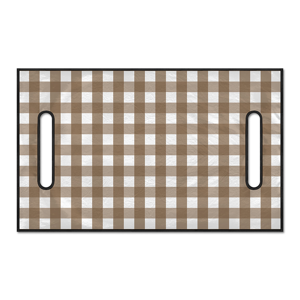 Brown And White Check Pattern Print Golf Cart Seat Cover