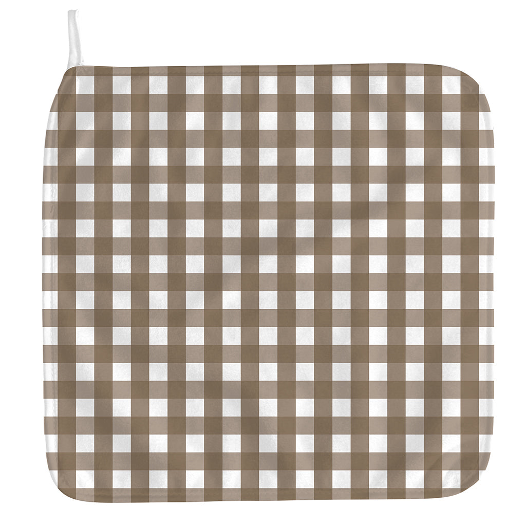 Brown And White Check Pattern Print Hand Towel