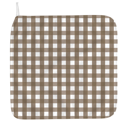 Brown And White Check Pattern Print Hand Towel
