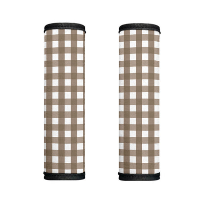Brown And White Check Pattern Print Handle Covers