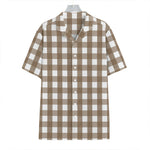 Brown And White Check Pattern Print Hawaiian Shirt
