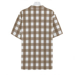 Brown And White Check Pattern Print Hawaiian Shirt