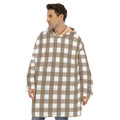 Brown And White Check Pattern Print Hoodie Blanket