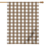 Brown And White Check Pattern Print House Flag