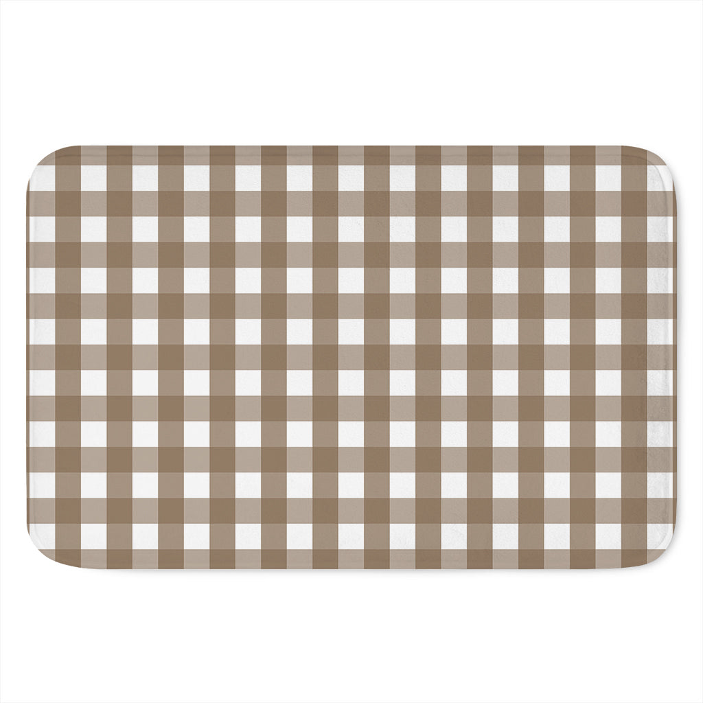 Brown And White Check Pattern Print Indoor Door Mat