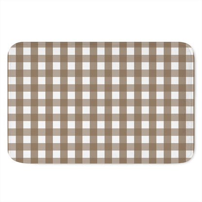 Brown And White Check Pattern Print Indoor Door Mat