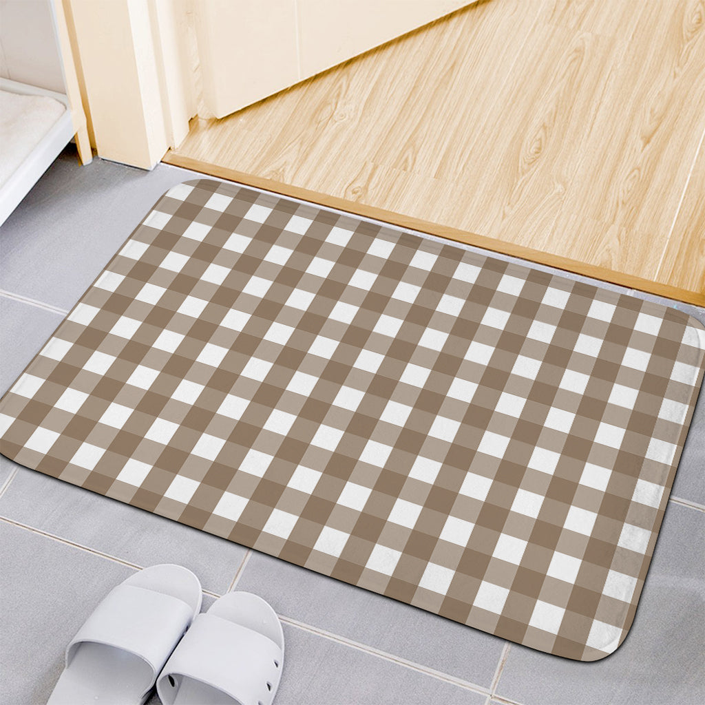 Brown And White Check Pattern Print Indoor Door Mat