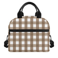 Brown And White Check Pattern Print Insulated Lunch Bag