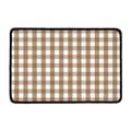 Brown And White Check Pattern Print Kitchen Mat