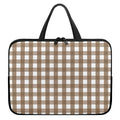 Brown And White Check Pattern Print Laptop Sleeve With Handle