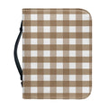 Brown And White Check Pattern Print Leather Bible Cover