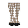 Brown And White Check Pattern Print Long Socks