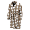 Brown And White Check Pattern Print Men's Bathrobe