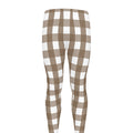 Brown And White Check Pattern Print Men's Leggings