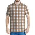 Brown And White Check Pattern Print Men's Polo Shirt