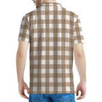 Brown And White Check Pattern Print Men's Polo Shirt