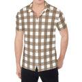 Brown And White Check Pattern Print Men's Shirt