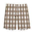 Brown And White Check Pattern Print Men's Athletic Shorts