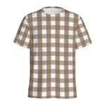 Brown And White Check Pattern Print Men's Sports T-Shirt