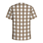 Brown And White Check Pattern Print Men's Sports T-Shirt