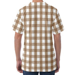 Brown And White Check Pattern Print Men's Velvet T-Shirt