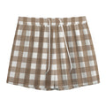 Brown And White Check Pattern Print Mesh Shorts