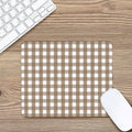 Brown And White Check Pattern Print Mouse Pad
