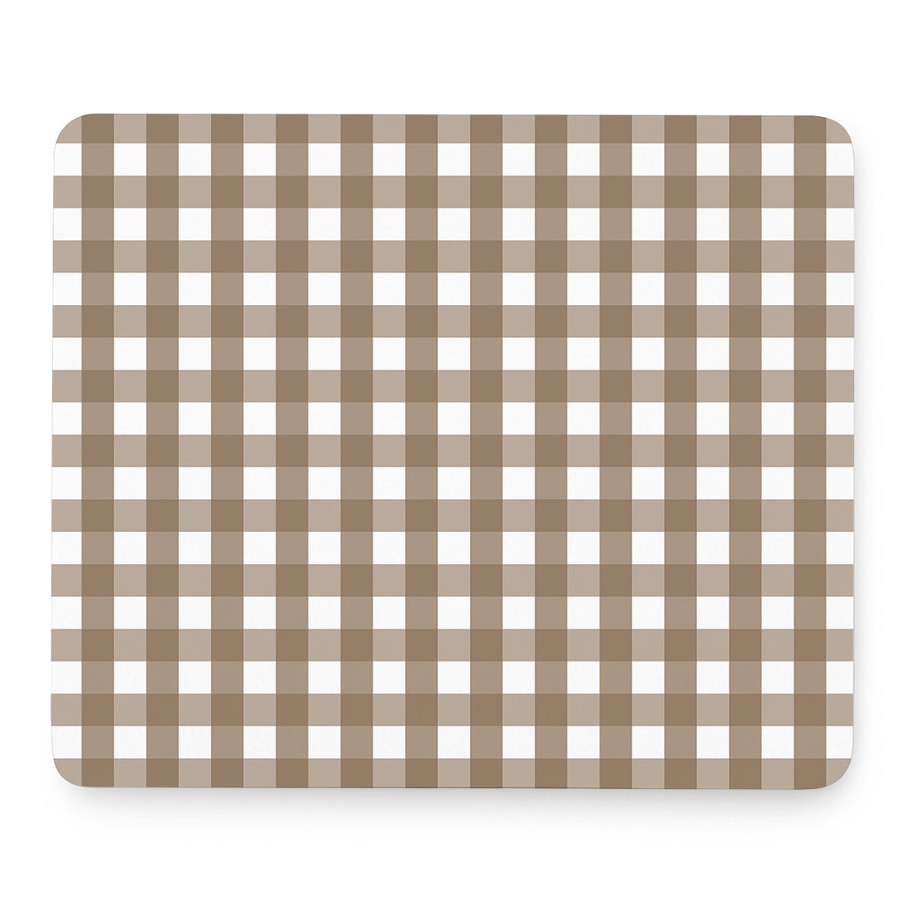 Brown And White Check Pattern Print Mouse Pad