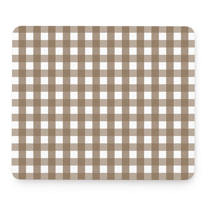 Brown And White Check Pattern Print Mouse Pad
