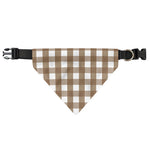 Brown And White Check Pattern Print Over The Collar Dog Bandana