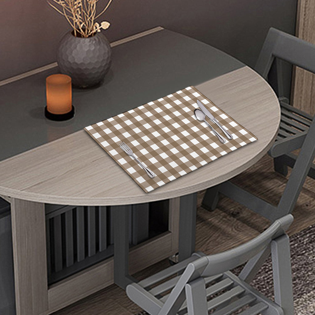 Brown And White Check Pattern Print Placemat