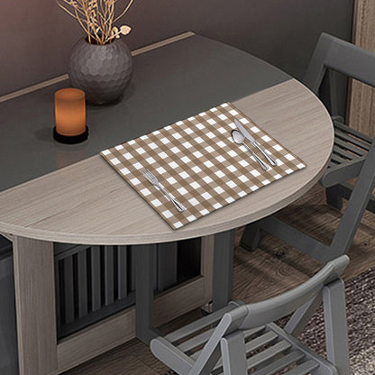 Brown And White Check Pattern Print Placemat