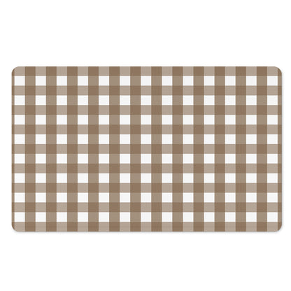 Brown And White Check Pattern Print Polyester Doormat